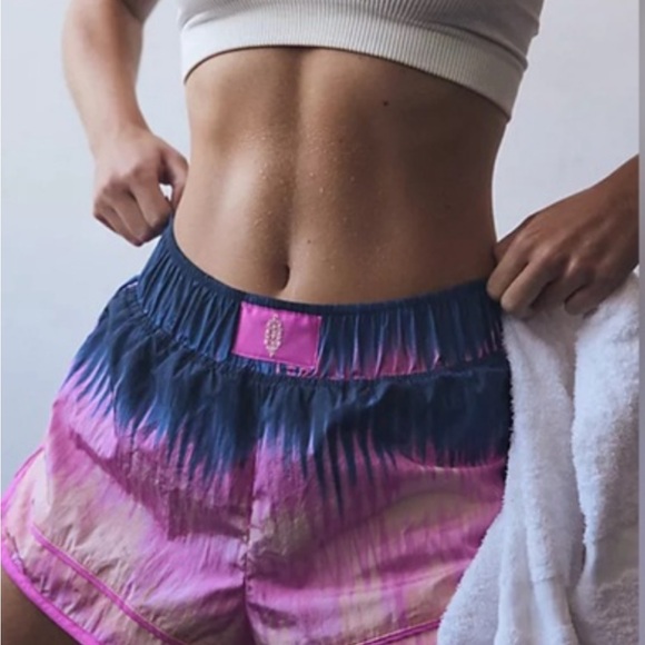 FP Movement by Free People Pink tie dye varsity blues printed shorts - Picture 1 of 3
